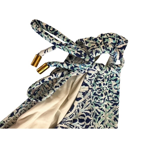 🌸3/$15🌸Blue and White Geometric Pattern Bikini Bottoms Medium - Picture 2 of 4